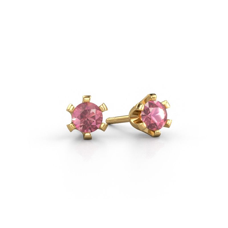 Stud earrings Shana 585 gold tourmaline pink 4 mm