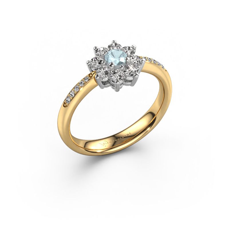 Engagement ring Camille 2 585 gold aquamarine 3.4 mm