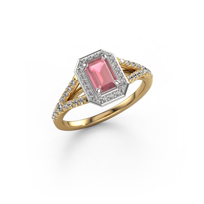 Engagement ring Pamela EME 585 gold tourmaline pink 6x4 mm