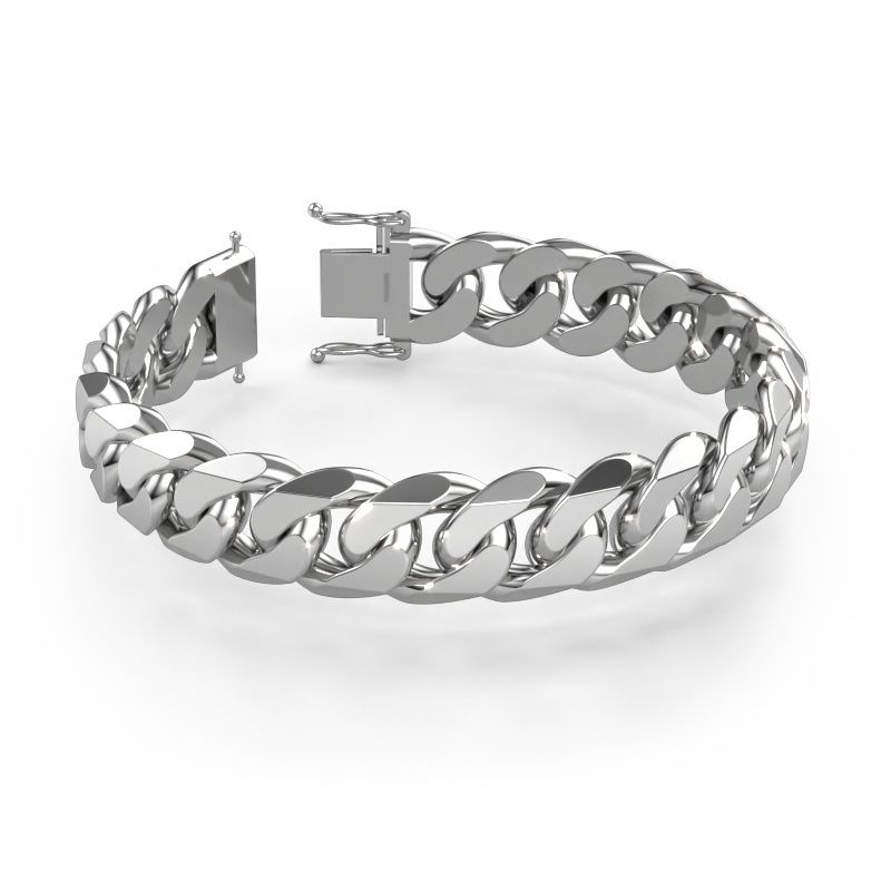 Cuban cuban link bracelet ±0.6 in 585 white gold