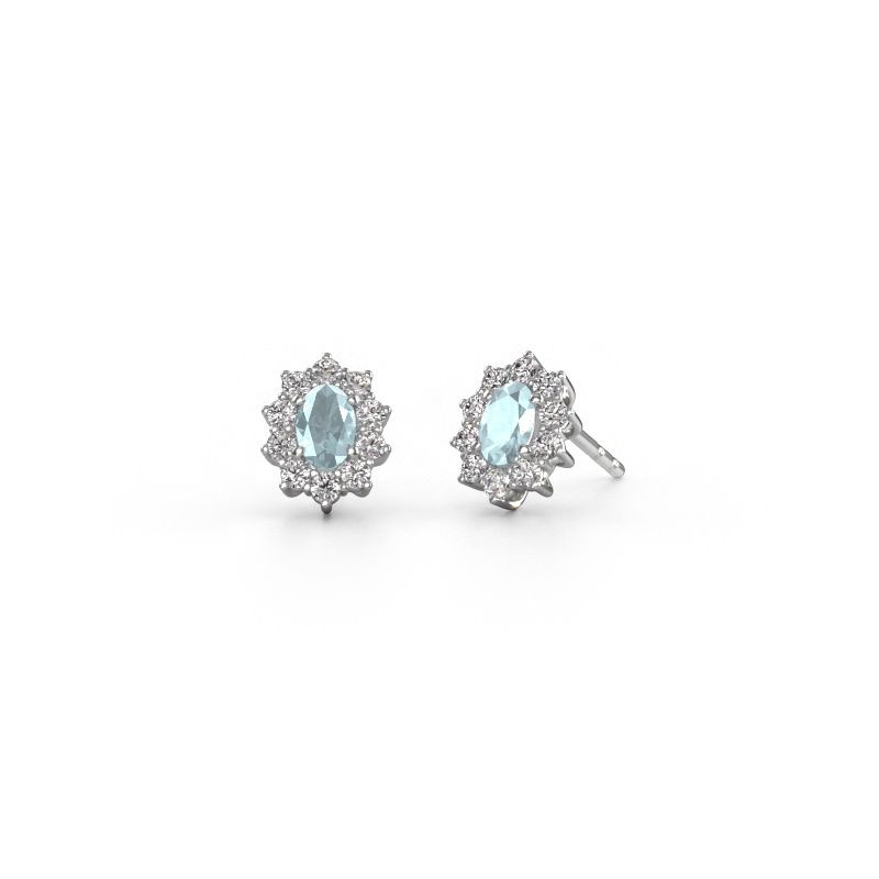 Ohrringe Leesa 585 Weißgold Aquamarin 6x4 mm