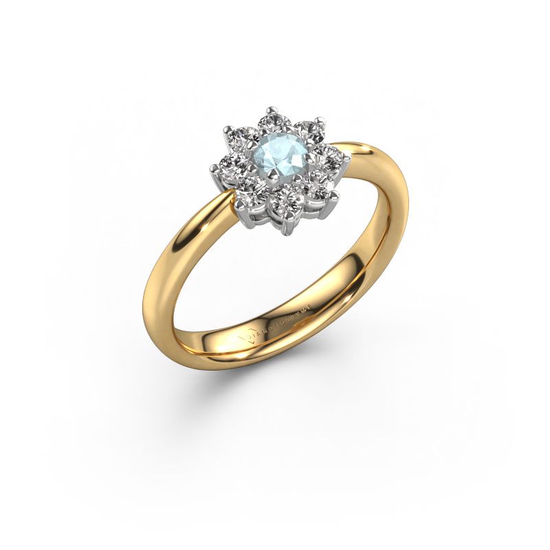 Engagement ring Camille 1 585 gold aquamarine 3.4 mm