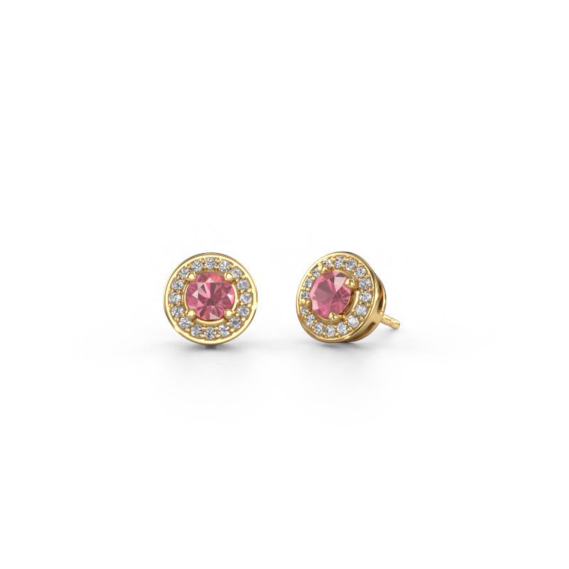 Orecchini a bottone Agaat 585 tormalina rosa 5 mm