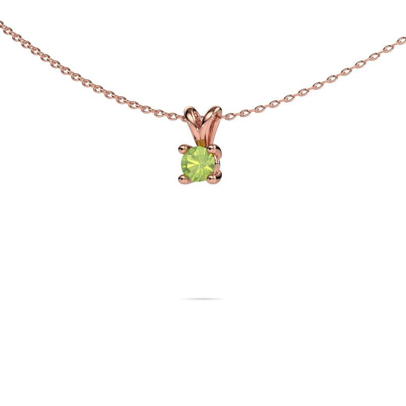 Image of Necklace Sam round 585 rose gold peridot 4.2 mm
