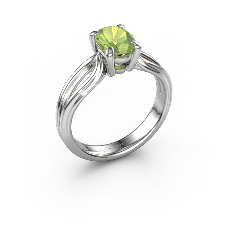 Verlovingsring Antonia ovl 1 585 witgoud peridoot 8x6 mm