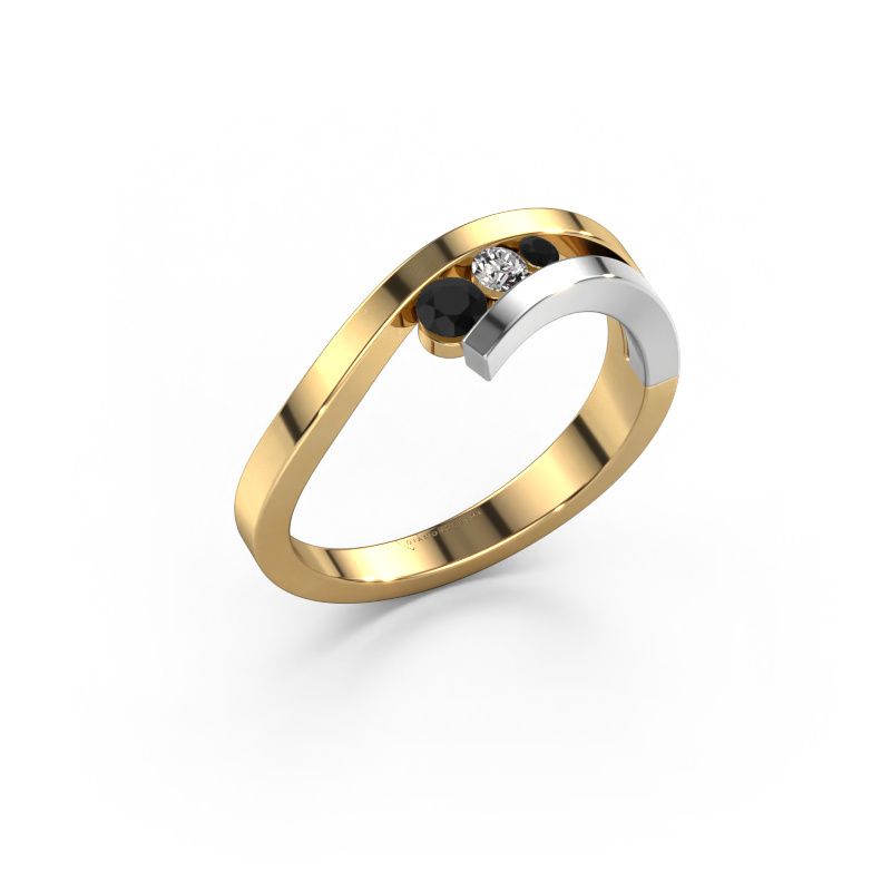 Bague Evalyn 2 585 or jaune diamant noir 0.182 crt