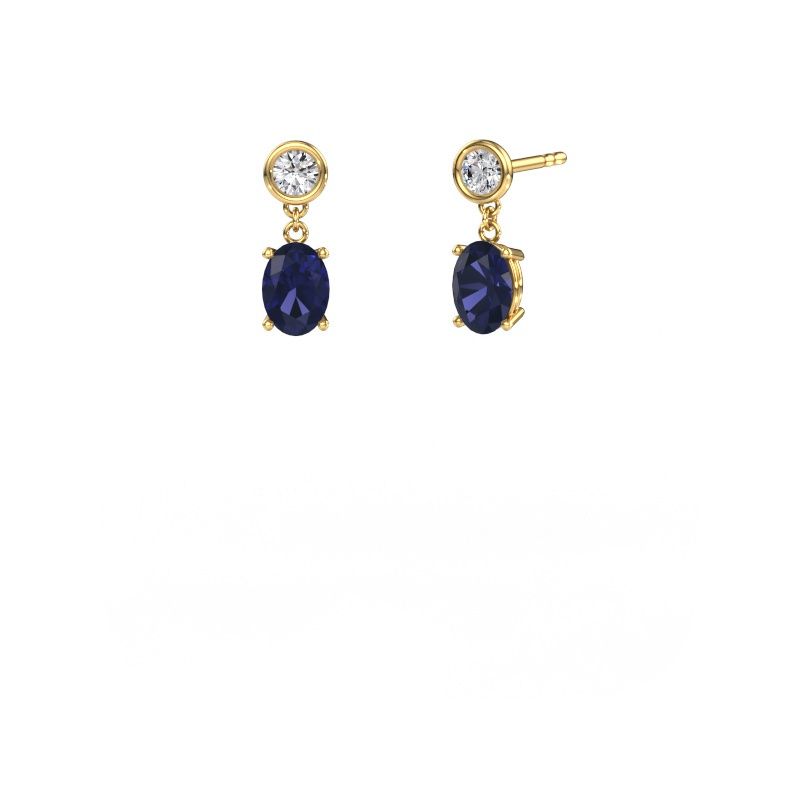Pendants d'oreilles Lacey OVL 585 or jaune saphir 7x5 mm