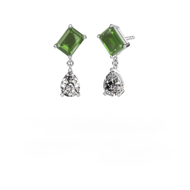 Ohrringe Toi et Moi EME PER 950 Platin Turmalin grün 8x6 mm