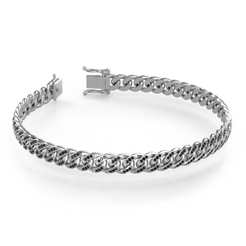 Cuban armband ±8 mm witgoud zwarte diamant