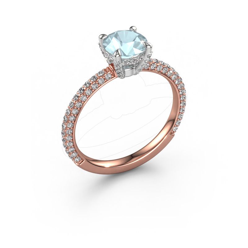 Verlovingsring Saskia RND 2 585 rosé goud aquamarijn 7 mm