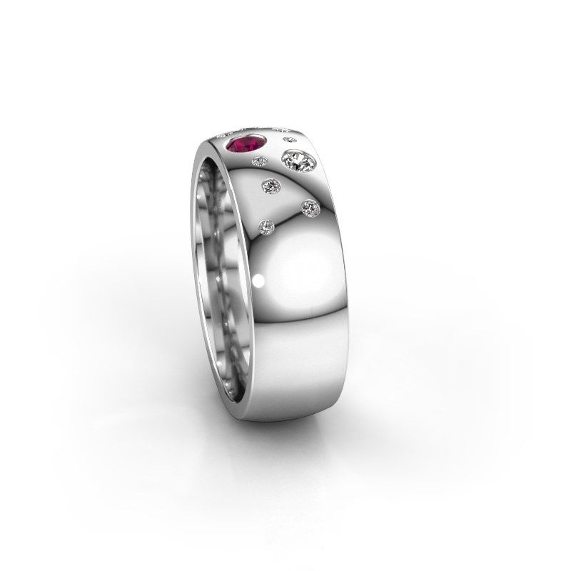 Image of Wedding ring WH0141L26BP<br/>585 white gold ±7x2 mm<br/>Rhodolite