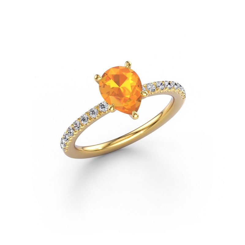 Bague de fiançailles Crystal PER 2 585 or jaune citrine 8x6 mm