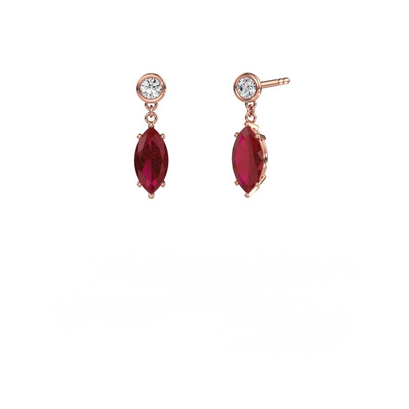 Pendants d'oreilles Lacey MRQ 585 or rose rubis 10x5 mm