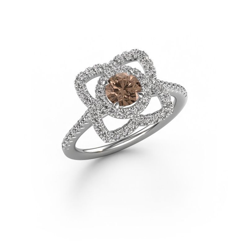 Engagement ring Cleopatra 585 white gold brown diamond 0.942 crt