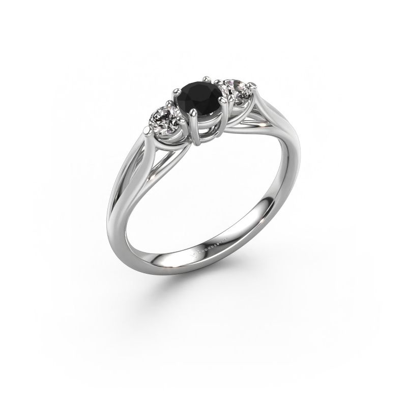 Verlovingsring Amie RND 585 witgoud zwarte diamant 0.56 crt