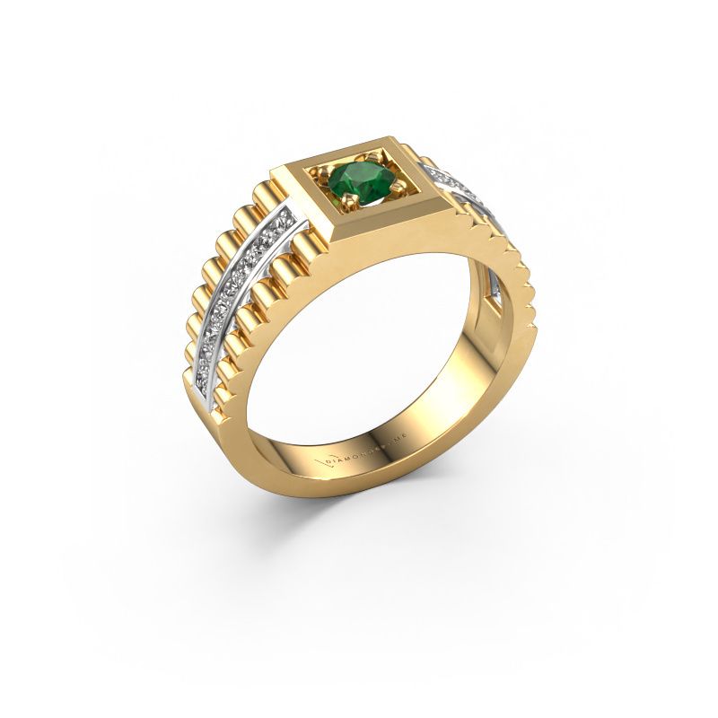 Men's ring Maikel 585 gold emerald 4.2 mm