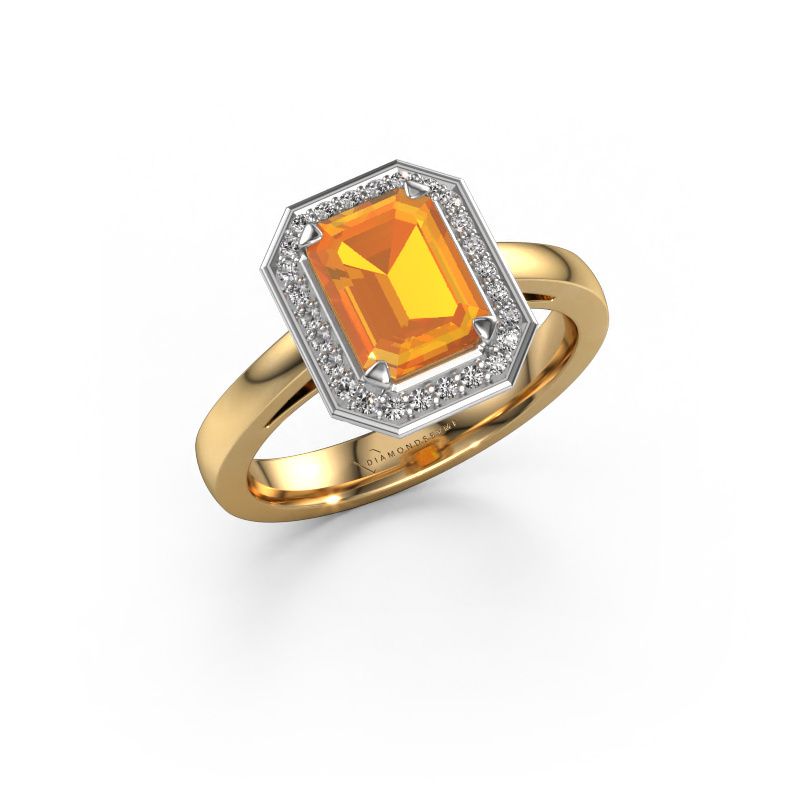 Engagement ring Dodie 1 eme 585 gold citrin 8x6 mm