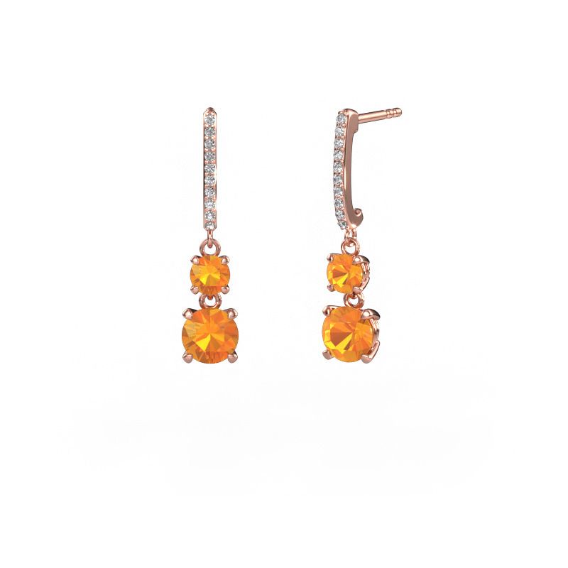 Oorhangers Tanja 2 585 rosé goud citrien 4.2 mm