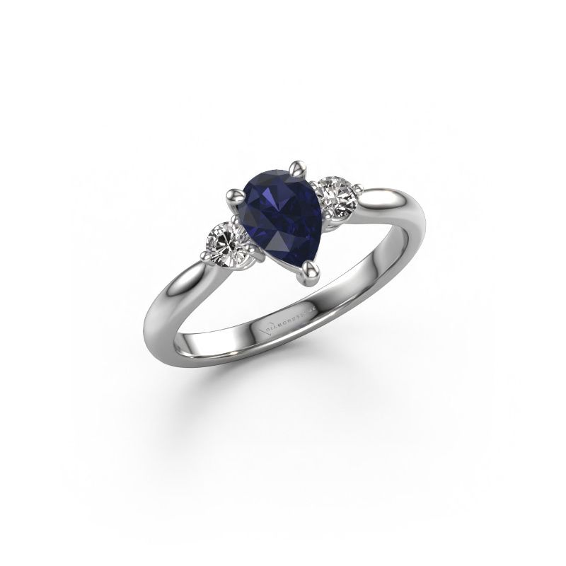 Bague de fiançailles Lieselot PER 585 or blanc saphir 7x5 mm