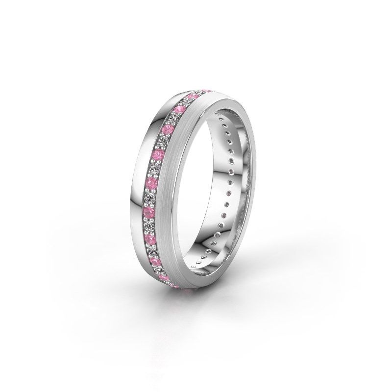 Image of Wedding ring WH0203L25BPM<br/>585 white gold ±5x2 mm<br/>Pink sapphire 1.3 mm