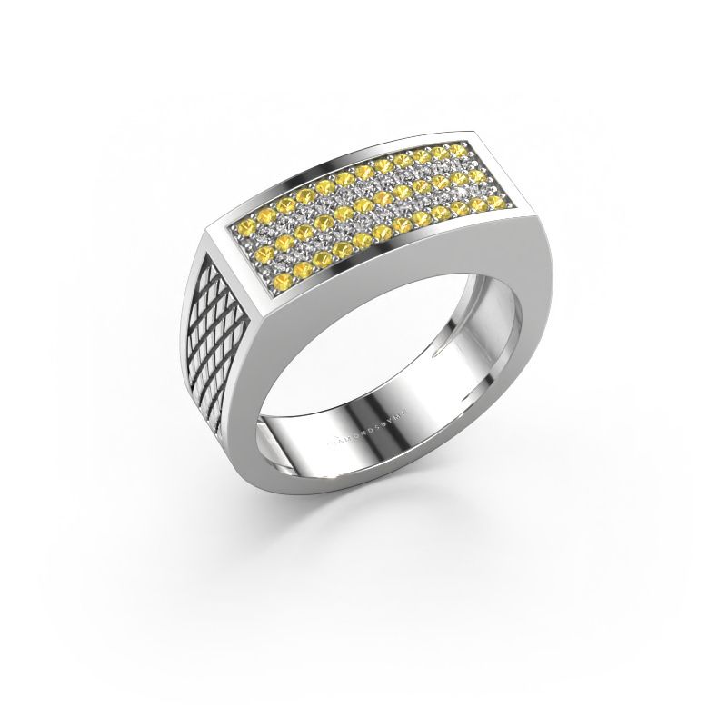 Heren ring Erwin 585 witgoud gele saffier 1.2 mm