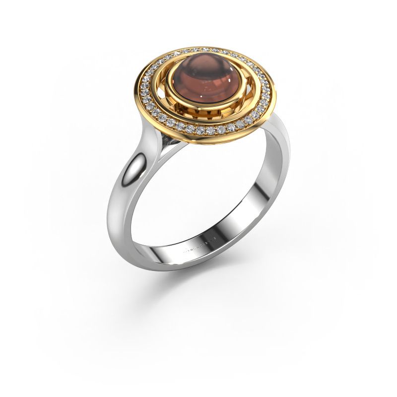 Ring Salima 585 white gold smokey quartz 6 mm