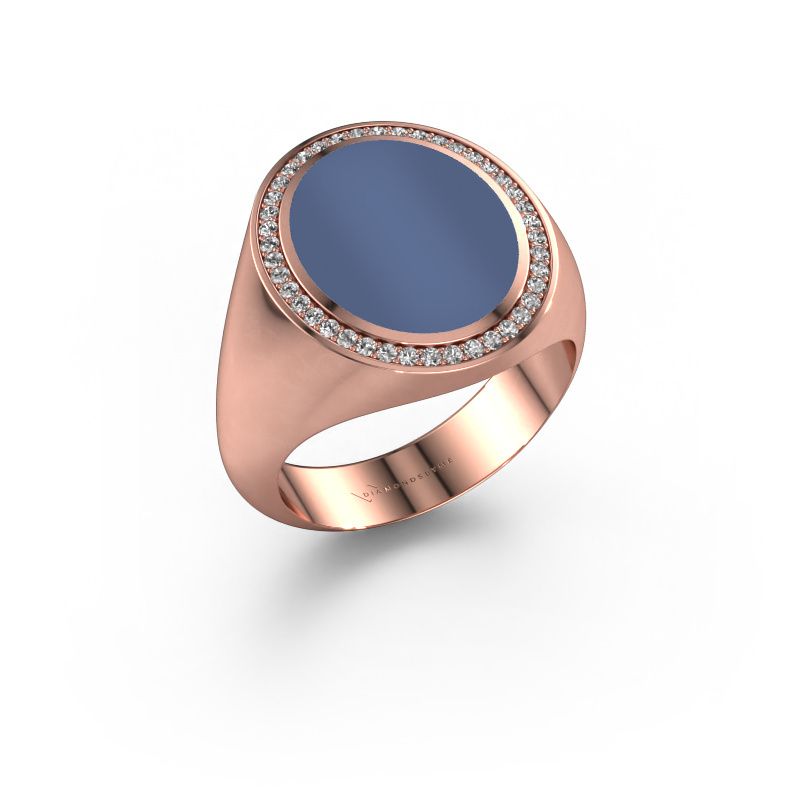 Signet ring Adam 4 585 rose gold blue sardonyx 15x12 mm