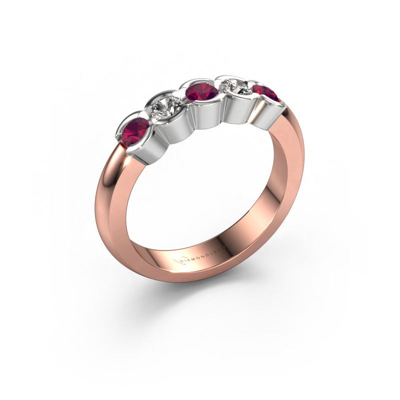 Bague Lotte 5 585 or rose rhodolite 3 mm