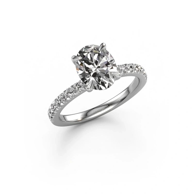 Engagement ring Crystal OVL 2 950 platinum zirconia 9x7 mm