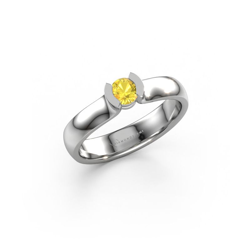 Ring Ophelia 585 white gold yellow sapphire 4.2 mm