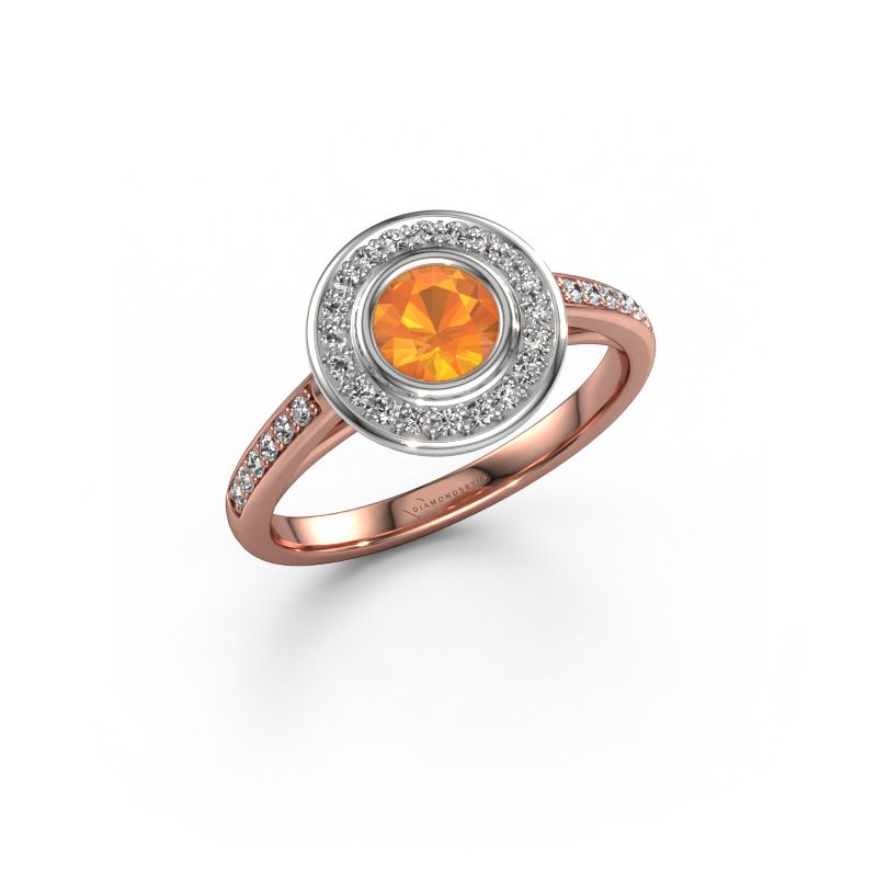 Bague de fiançailles Noud 2 RND 585 or rose citrine 5 mm