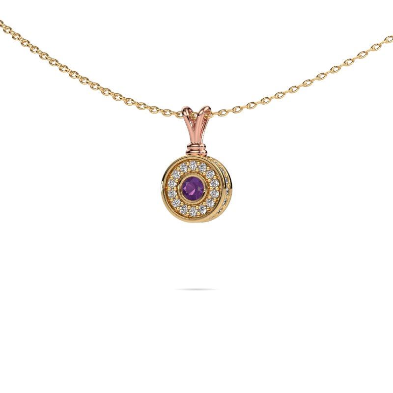 Pendentif Roos 585 or rose améthyste 3 mm