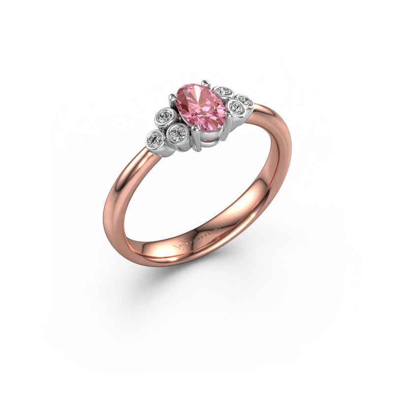 Engagement ring Lucy 1 585 rose gold pink lab grown diamond 6x4 mm
