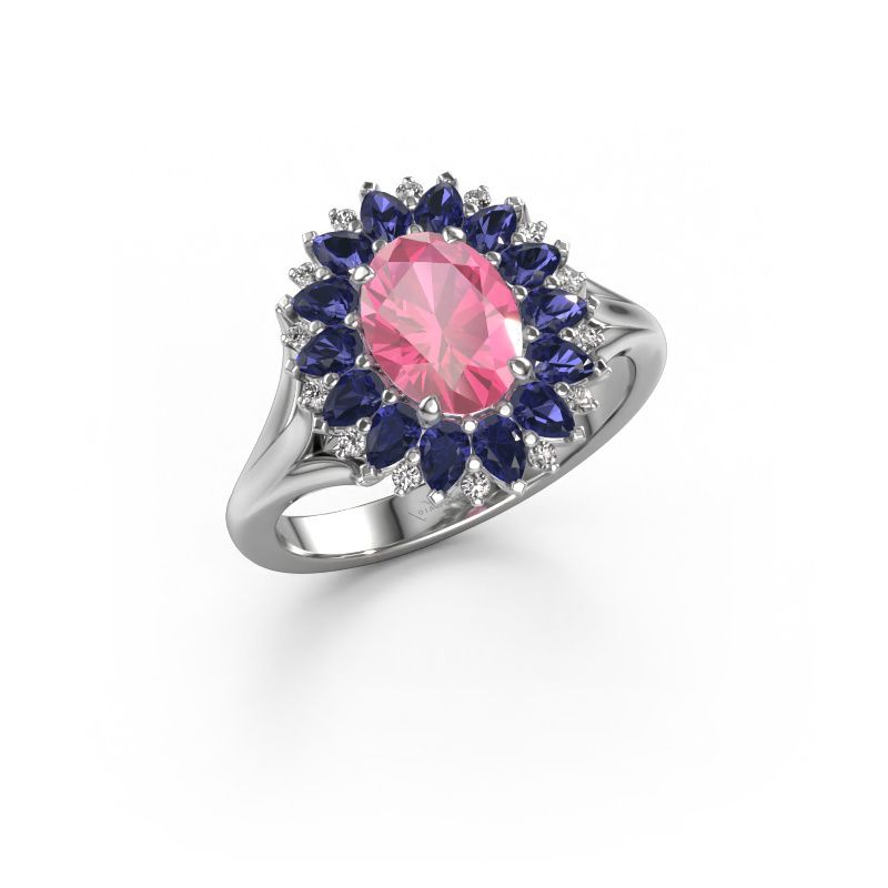 Verlobungsring Lidia 585 Weißgold Pink Saphir 8x6 mm