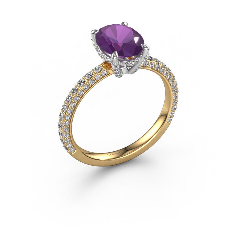 Engagement ring Saskia 2 OVL 585 gold amethyst 9x7 mm