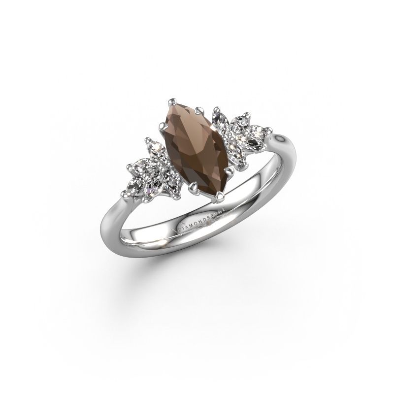 Engagement ring Fiona MRQ 950 platinum smokey quartz 10x5 mm