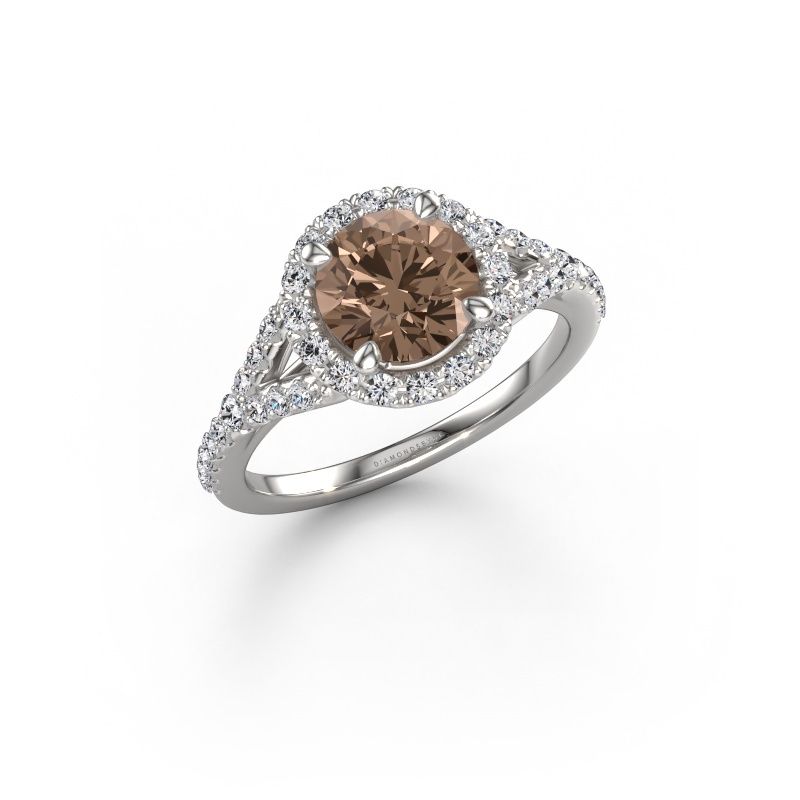 Engagement ring Kimber RND 585 white gold brown diamond 1.762 crt