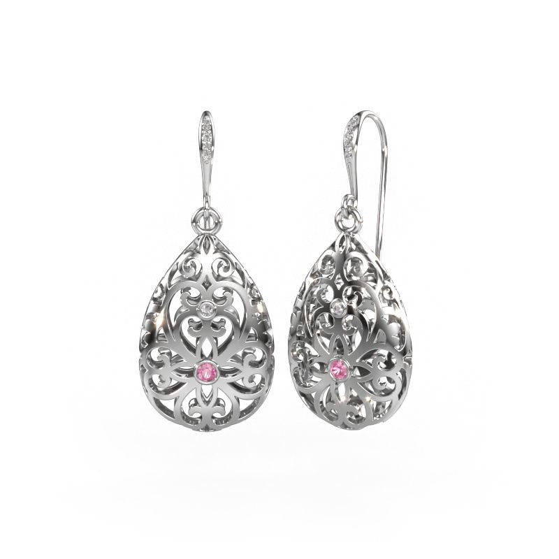Drop earrings Idalia 2 585 white gold pink sapphire 2 mm