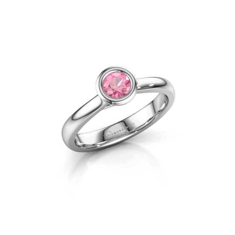 Afbeelding van Verlovings ring Kaylee 925 zilver roze saffier 4 mm