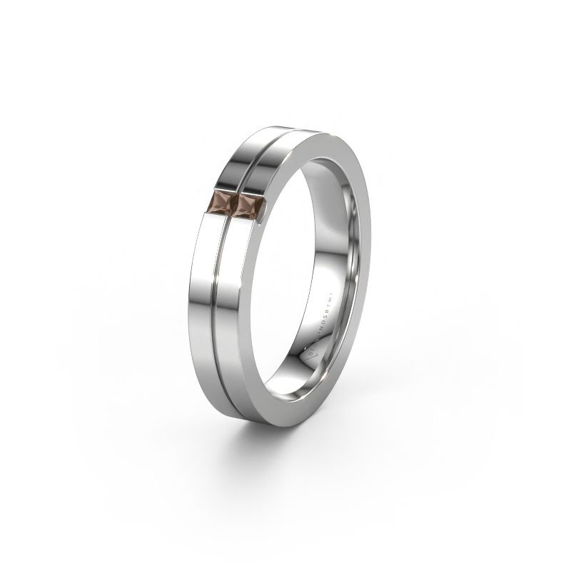 Trouwring WH0225L14B 585 witgoud rookkwarts ±4 x 2 mm