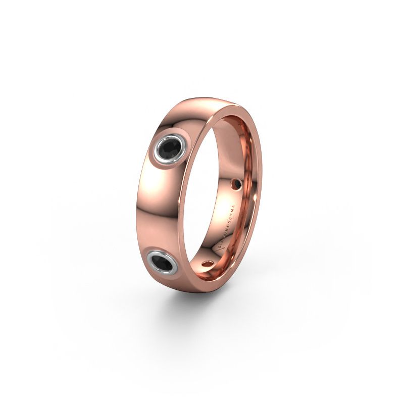 Wedding ring WH0139L25BP 585 rose gold black diamond ±5x2 mm