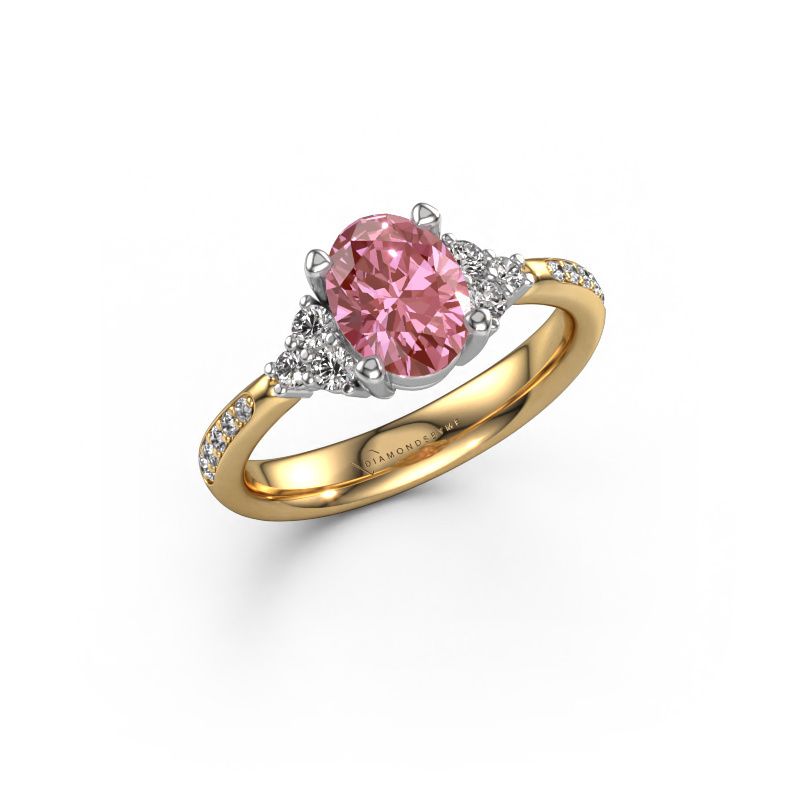 Engagement ring Aleida OVL 2 585 gold pink lab grown diamond 8x6 mm