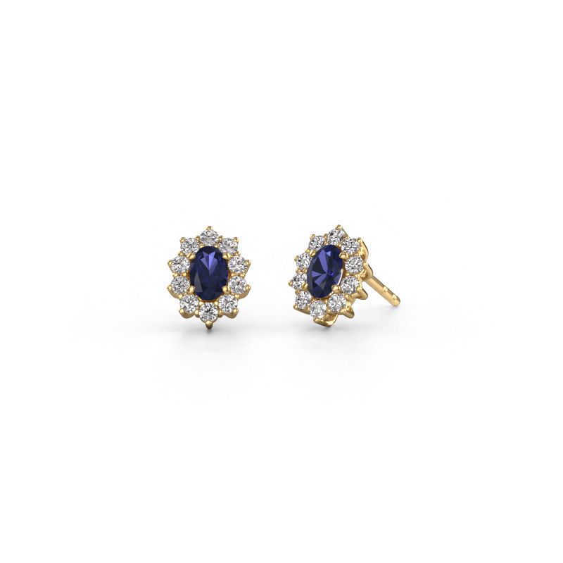 Oorbellen Leesa 585 goud saffier 6x4 mm