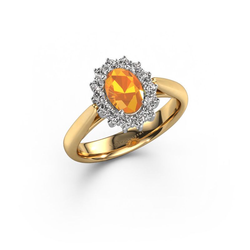 Verlovingsring Margien 1 585 goud citrien 7x5 mm