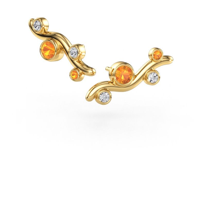 Stud earrings Jin 585 gold citrin 4 mm