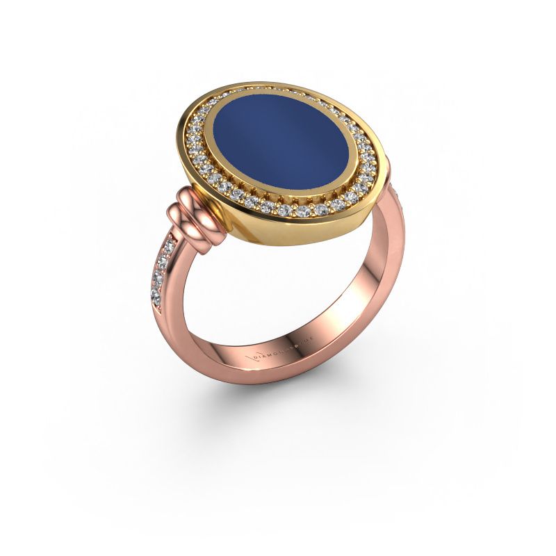 Bague pour homme Servie 3 585 or rose lapis lazuli 14x10 mm