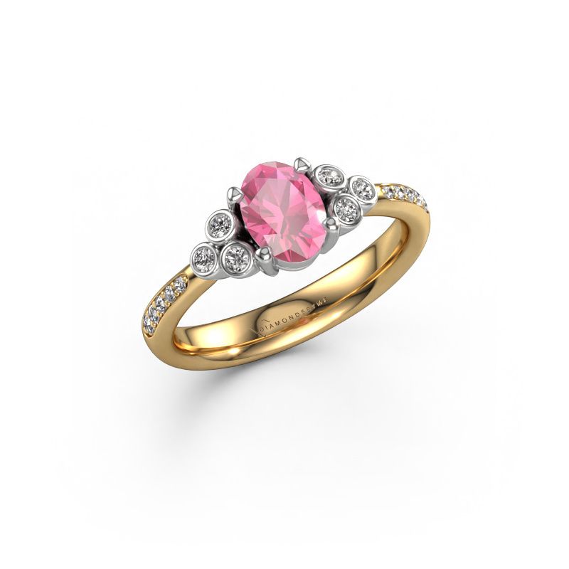 Engagement ring Lucy 2 585 gold pink sapphire 7x5 mm
