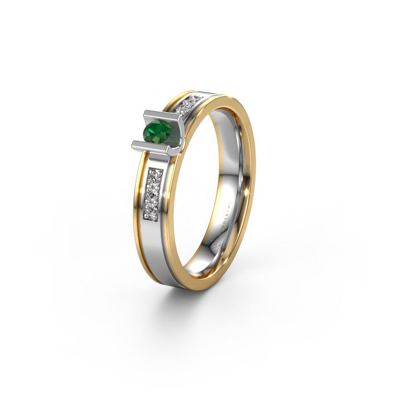 Wedding ring WH2108L14A 585 white gold emerald ±4x1.7 mm