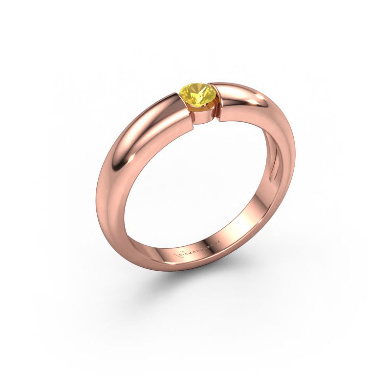 Bague de fiançailles Amelia 585 or rose saphir jaune 3.4 mm
