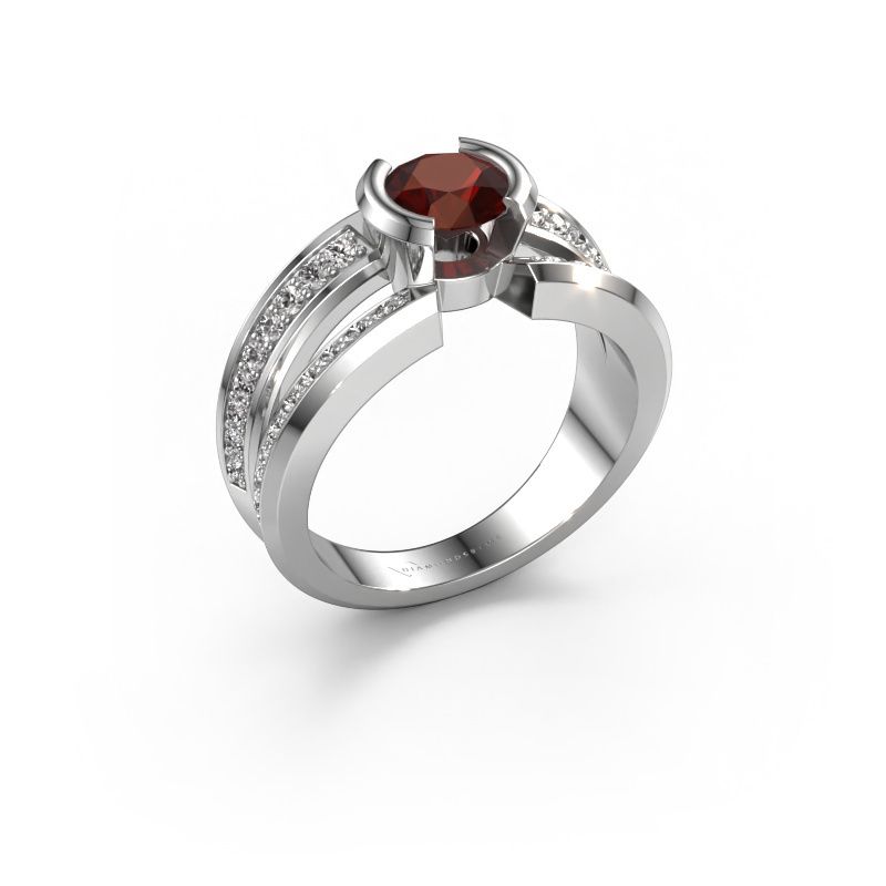 Men's ring Rowan 585 white gold garnet 6.5 mm